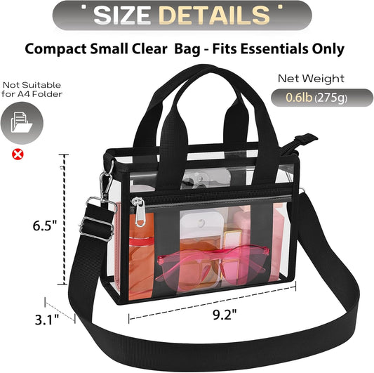 Clear Tote Bag for Women, Transparent PVC Top Handle Handbag with Shoulder Strap, Durable Clear Bag for Daily V1258-DP02-F-677