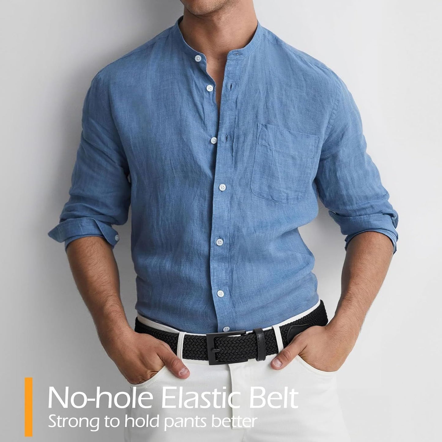 Braided Stretch Belt for Men, Elastic Woven Belt, casual Fabric Golf Belt, 1 3/8" for golf pants jeans V1258-DP02-F-708