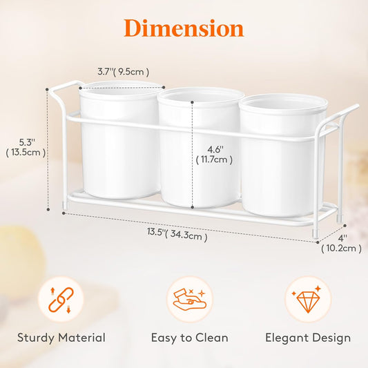 Plastic Silverware Caddy with Metal Rack, Utensil Holder for Party, Cutlery Flatware Organizer for Kitchen V1258-DP02-F-735