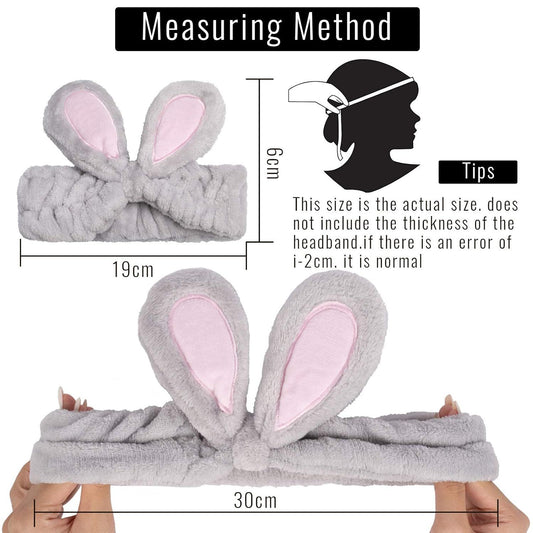 4 Pack Easter Bunny Makeup Headband Rabbit Ear Spa Hair Band Coral Fleece Elastic Head Wrap Stretchy Headband V1258-DP02-F-808
