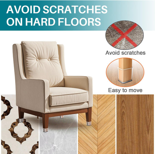 Ansible 24 Pcs Chair Leg Floor Protectors Square, Silicone Felt Furniture Leg Pads Caps Covers for Hardwood V1258-DP02-F-85