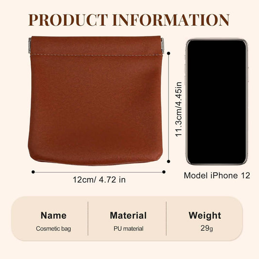 4 Pcs Leather Pouch for Purse, Snap Closure Self-Sealing Cosmetic Bag, Mini Waterproof Organizer for Makeup, V1258-DP02-F-851