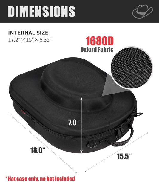 Hat Box for Travel - Crush Proof Cowboy Hat Holder Storage, Hard Travel Hat Carrier Case for Cowboy, Panama & V1258-DP02-F-932
