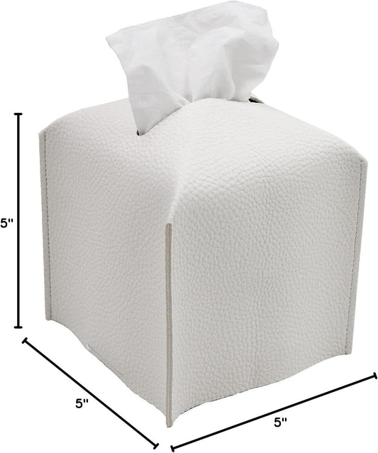 Tissue Box Cover, Modern PU Leather Tissue Box Holder - Decorative Holder/Organizer for Bathroom Vanity V1258-DP02-F-935