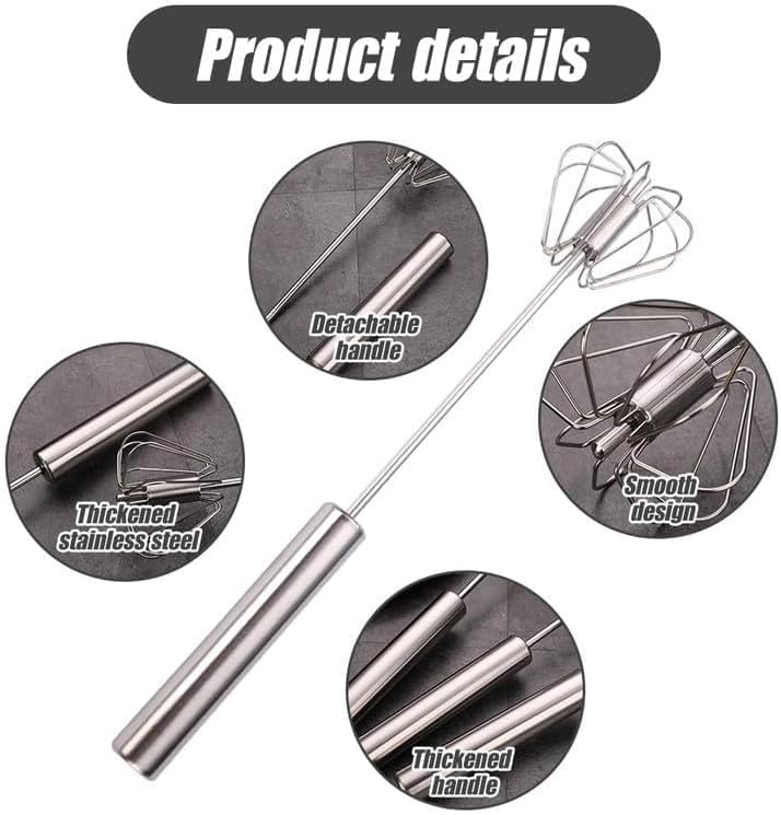 Stainless Steel Whisk, Egg Whisk Hand Push Rotary Whisk Blender, Hand Push Mixer Stirrer Tool for Cooking V1258-DP02-F-95
