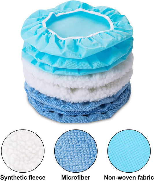 20 Pieces Car Orbital Buffer Polisher Pad Bonnet Microfiber Max Bonnet Polishing Buffing Pad Cover(5-6 Inches) V1258-DP02-WO-1014