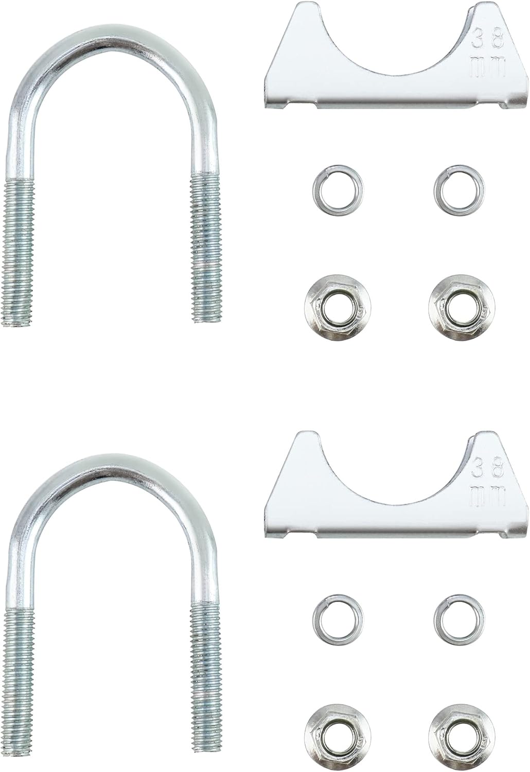 U-Bolt Muffler Tip Exhaust Hook, 1-1/2" OD 2Pcs Stainless Steel Universal Silencer Exhaust Clip V1258-DP02-WO-102