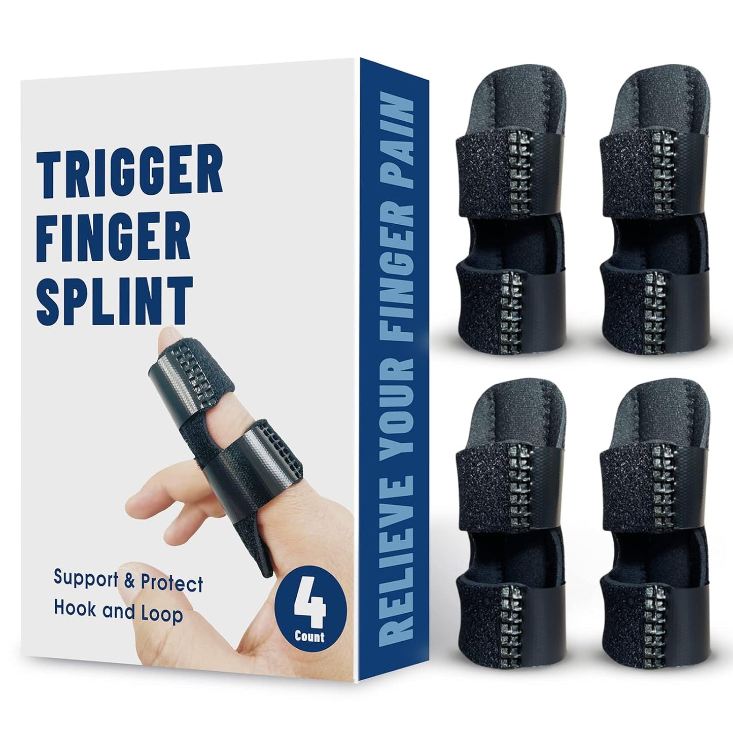4 Pcs Trigger Finger Splints/Brace for Knuckle Immobilization,Broken Protector and Straightening Arthritis V1258-DP02-WO-1068