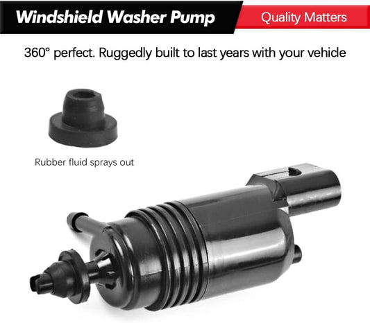 Front Windshield Washer Pump w/Grommet Replacement for Chevy Silverado 1500, 2500,3500, GMC Acadia, Sierra V1258-DP02-WO-107