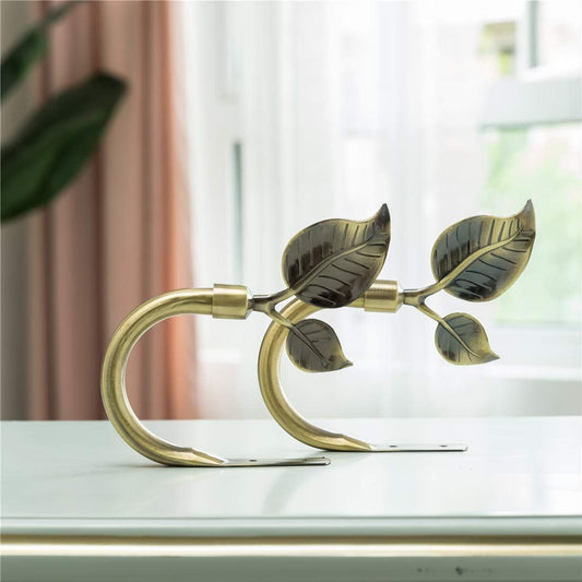 Leaf Shaped Curtain Tieback Holdbacks 2pcs, Handmade Metal Curtain Side Holders for Wall, Curtain Hook Pull V1258-DP02-WO-1112