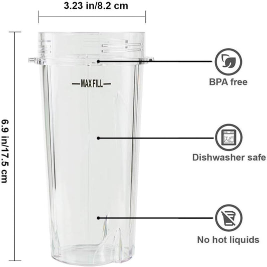 Blender Cups Fit for Ninja, Replacement Parts 16OZ Cups with Lids, Blender Accessories Compatible with Nutri V1258-DP02-WO-137