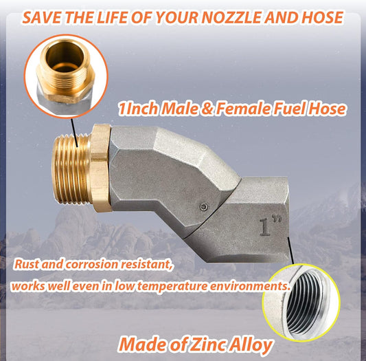 (1" NPT, 2PCS) Fuel Hose Swivel 360 Rotating Connector for Fuel Transfer Pump Fuel Nozzle Multi Plane Fuel V1258-DP02-WO-155