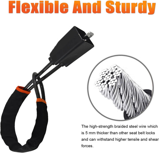 DualGuard Car Steering Wheel & Seat Belt Lock - 17" Universal Anti-Theft Device for Vehicles, SUVs, Golf V1258-DP02-WO-229