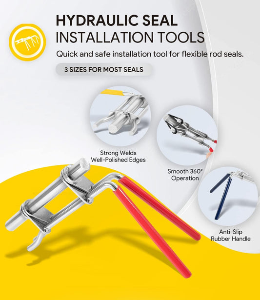 3 Pack Hydraulic Seal Installation Tools, Hydraulic Cylinder Piston Repair Seal Kit, U-Cup Rod Seal V1258-DP02-WO-244