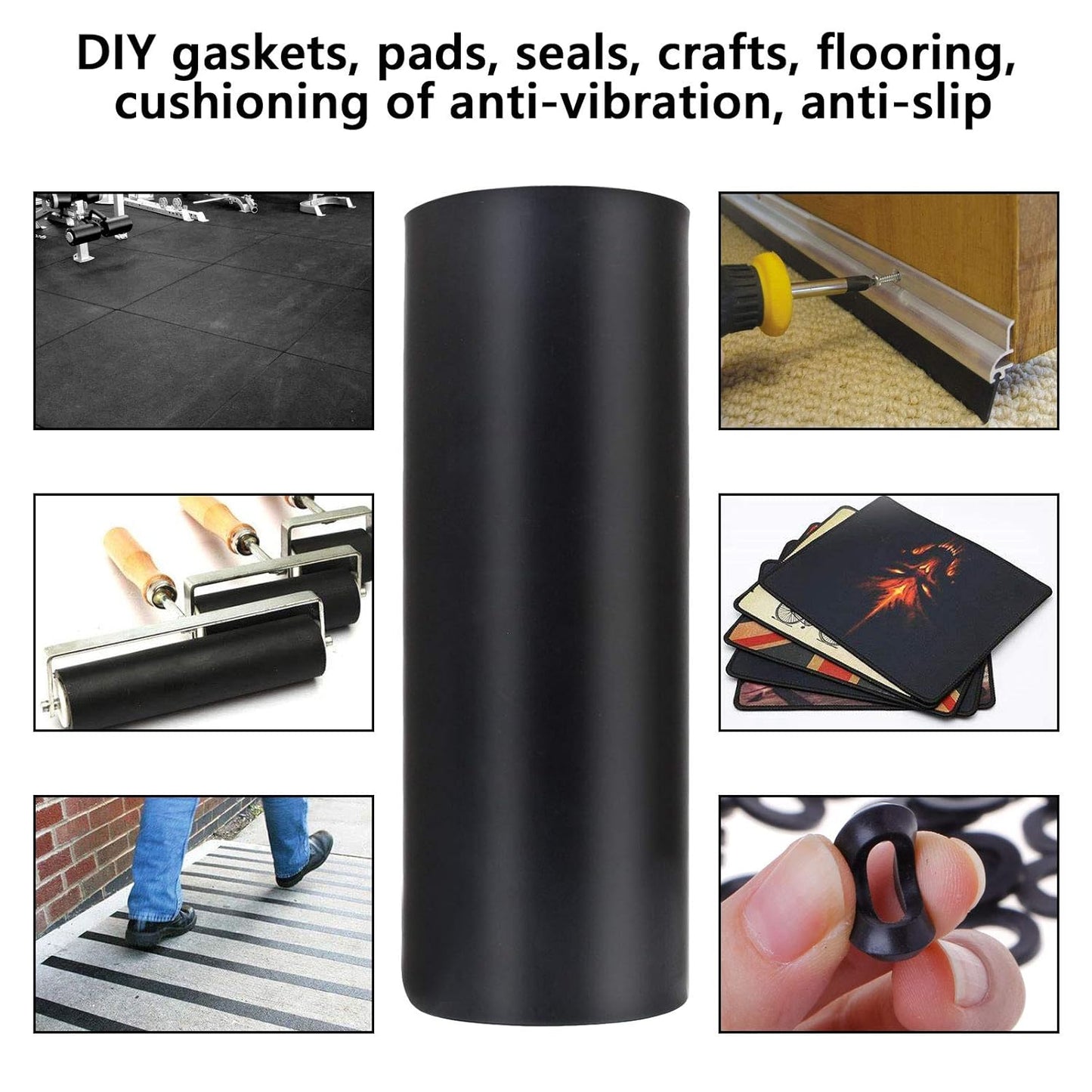 Neoprene Rubber Sheet 1/8" Thick x 16" Wide x 30" Long, Solid Rubber Sheets, Rolls & Strips for Gaskets V1258-DP02-WO-247