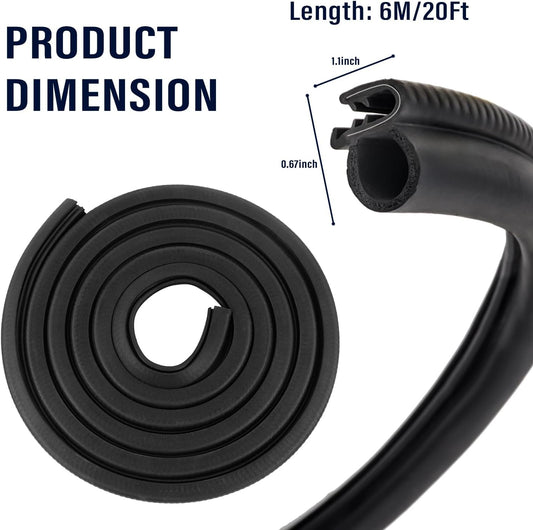 20Ft Car Door Weather Stripping Door Seal Strip,U-Shaped Rubber Edge Trim with Steel Strip Door Sealers for V1258-DP02-WO-286