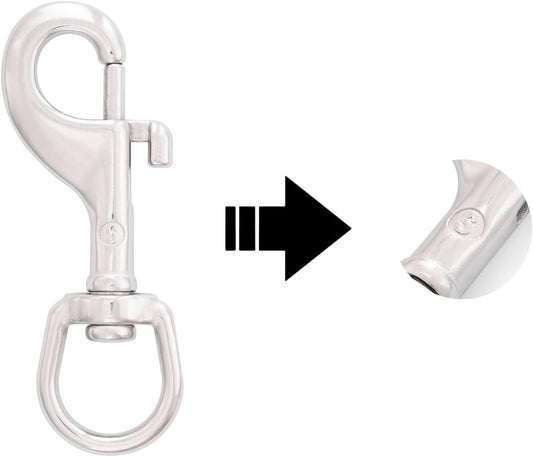 SHONAN 3.5 Inch Swivel Eye Snap Hook, 2 Pack Marine Grade Scuba Bolt Snap, Single Ended Stainless Steel Flag V1258-DP02-WO-334