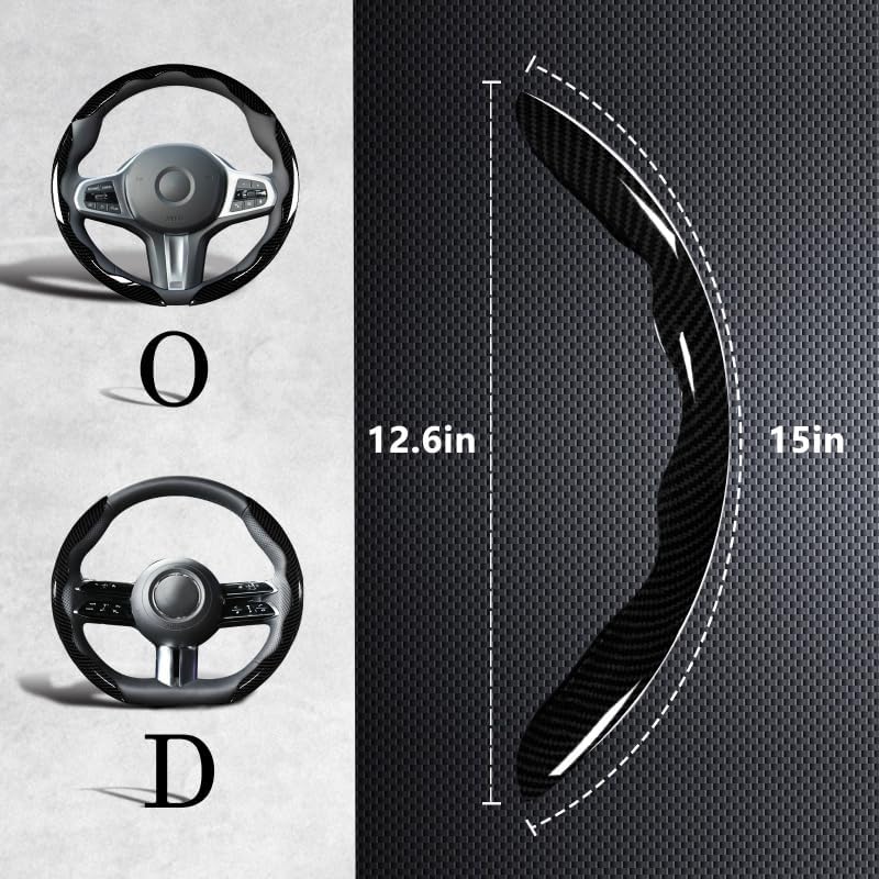 Carbon Fiber Steering Wheel Covers 3 Piece Clip on Steering Wheel Cover (Black) V1258-DP02-WO-385