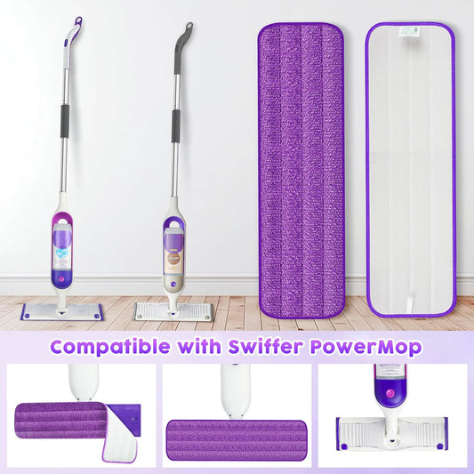 6 Pack Reusable Mop Pads for Swiffer PowerMop, Super Absorption, Multi-Surface ood Floor Cleaning, Machine V1258-DP02-WO-4