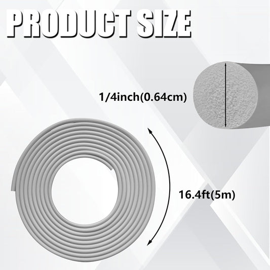 Backer Rod 1/4 Inch, EPDM Rubber Foam Caulk Saver 16.4' Grey Weather Strip Seal for Concrete Joints, Wall V1258-DP02-WO-414