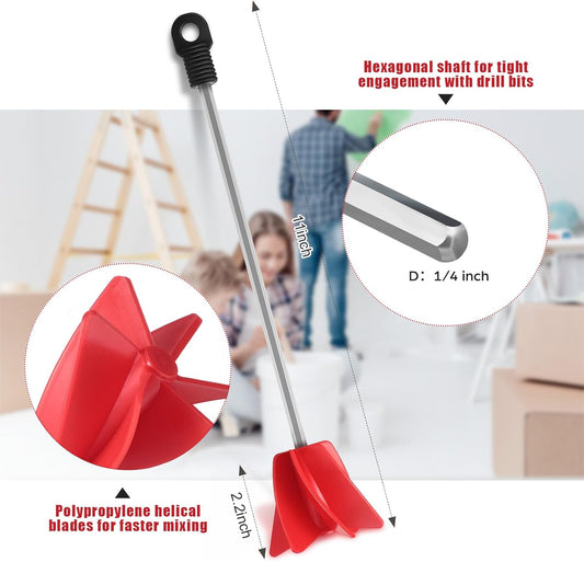 3 Pcs 11 Inch Paint Stirrer for Drill, Paint Mixer Attachment, Helix Epoxy Mixer for Concrete Resin Silicone V1258-DP02-WO-430