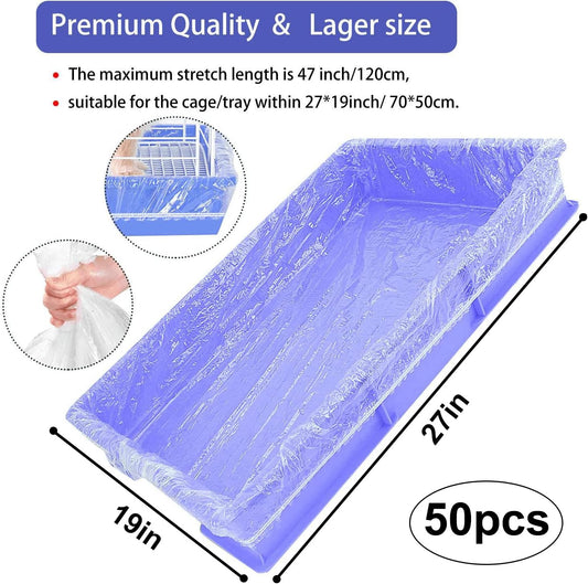 50 pcs Disposable Cage Liners, Clear Plastic Rabbit Cage Liner Bag, Universal Toilet Film for Bunny, Hamster, V1258-DP02-WO-440