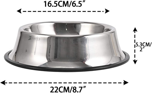 2Packs Stainless Steel Dog Bowl with Anti-Skid Rubber Base for Small/Medium/Large Pet, Perfect Dish, Pets V1258-DP02-WO-445