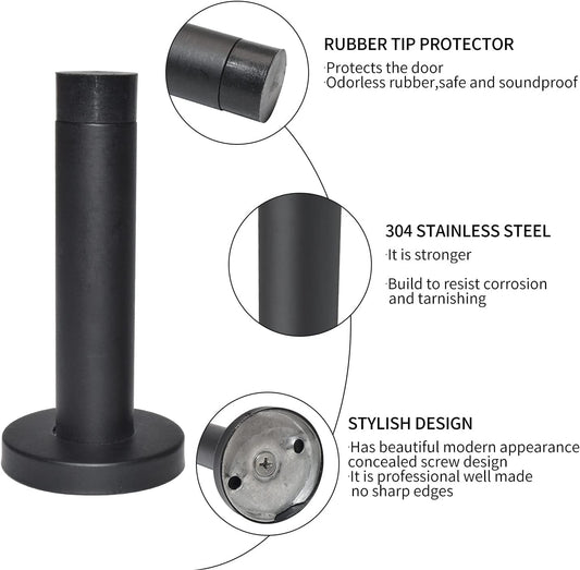 DOKU 10Pcs Door Stop, 3.5 Inch Heavy Duty 304 Stainless Steel Door Stopper with Rubber Tips Bumper, Wall V1258-DP02-WO-450