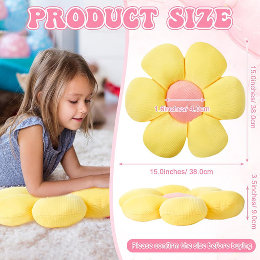 4 Pcs Flower Floor Pillows Cute Plush Flower Throw Pillows Daisy Floor Seat Cushion Chair Pads for Back to V1258-DP02-WO-46
