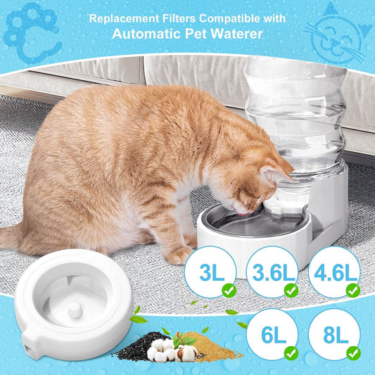 8 Pack Replacement Filters for 3.6L/4.6L/6L/8L Gravity Pet Water Dispenser, Dog Water Filter Replacement, V1258-DP02-WO-463