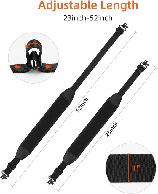Two Point Sling with Swivels, Comfortable Neoprene Padded, Length Adjustable Shoulder Strap for Outdoors V1258-DP02-WO-464