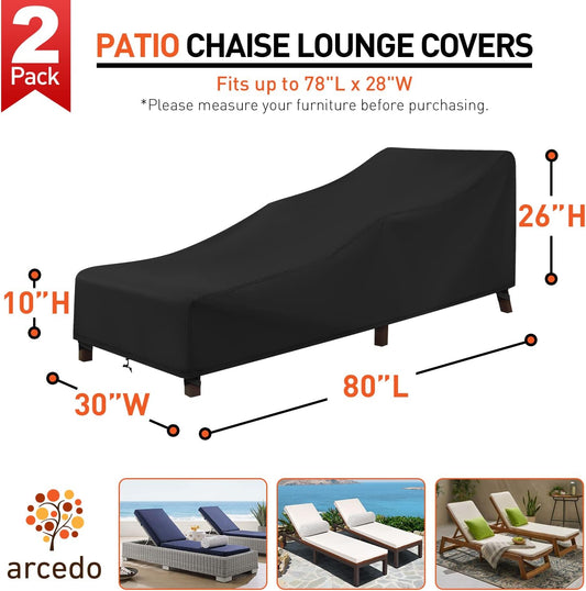 Patio Chaise Lounge Cover Water Resistant, 2 Pack of Pool Lounge Chair Covers for Outside Stackable Cushions V1258-DP02-WO-494