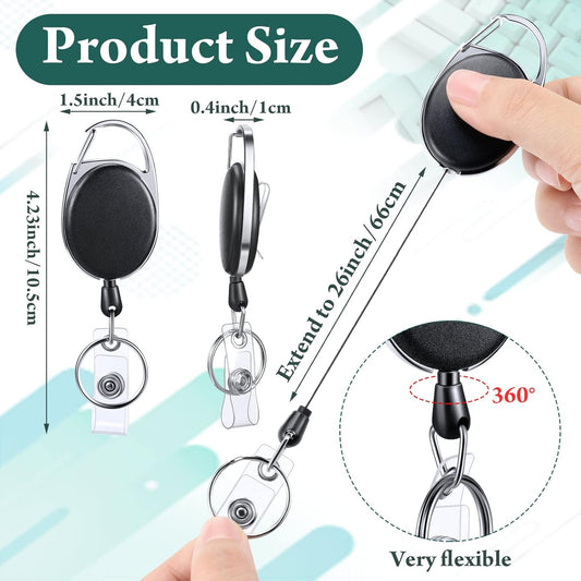 50 Pcs Heavy Duty Retractable Badge Reels Batch ID Badge Holder Retractable Clip Bulk Key Holder with Ring V1258-DP02-WO-499