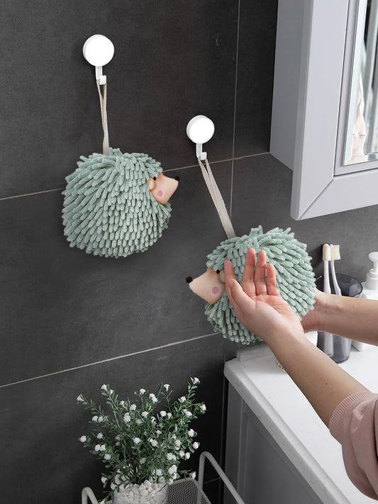 Fuzzy Ball Hand Towels (Set of 2) - Dry Your Hands conveniently with This Creative Hand Towel Hedgehog V1258-DP02-WO-511