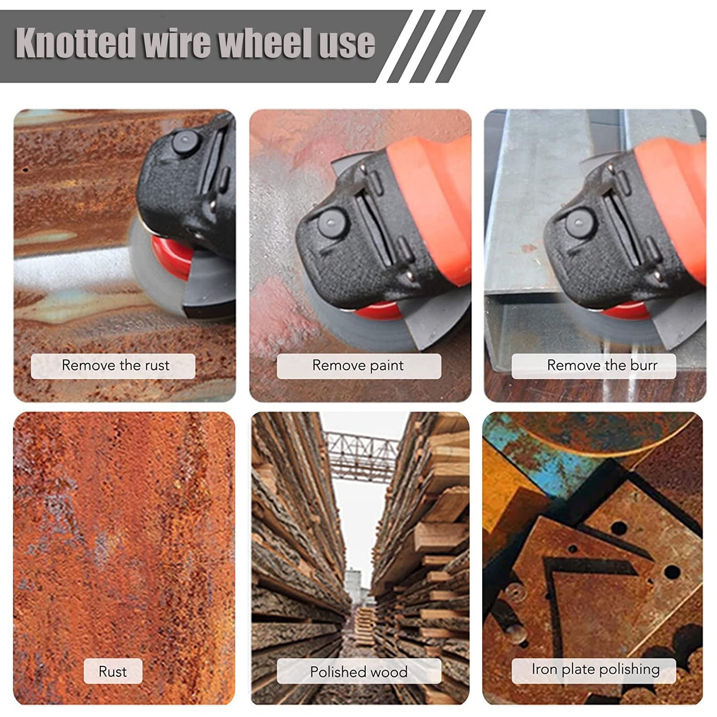 8 Pack 4 Inch Wire Wheels for Angle Grinder, Wire Wheel Brush for 4 1/2 Angle Grinder, Twist Knotted Carbon V1258-DP02-WO-517