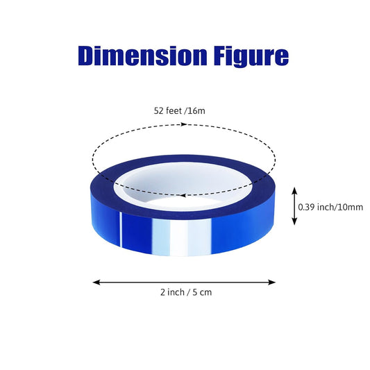 2 Rolls 10mm x16m(52FT) Blue Heat Tape High Temperature Heat Resistant Tape Heat Transfer Tape for Heat V1258-DP02-WO-537