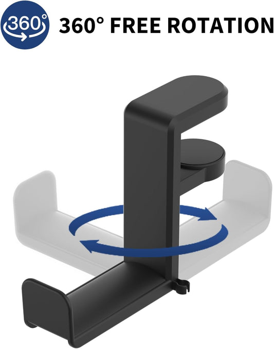 Headphone Hook - Under Desk Headphone Holder with 360-Degree Adjustable Rotation, Black V1258-DP02-WO-577