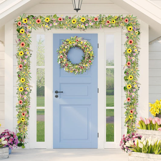 6.5 Ft Spring Summer Flower Vine Garlands Artificial Wildflower Wisteria Lavender Daisy Garland Not Withering V1258-DP02-WO-60