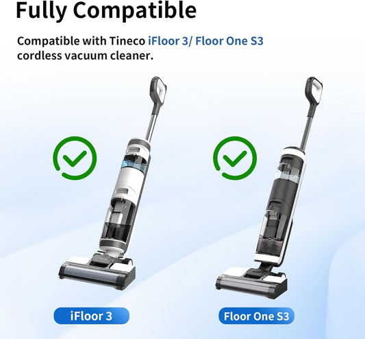 Roller Brush and Filter Replacement Compatible with Tineco iFloor 3/ Floor One S3 Cordless Vacuum Cleaner, V1258-DP02-WO-619