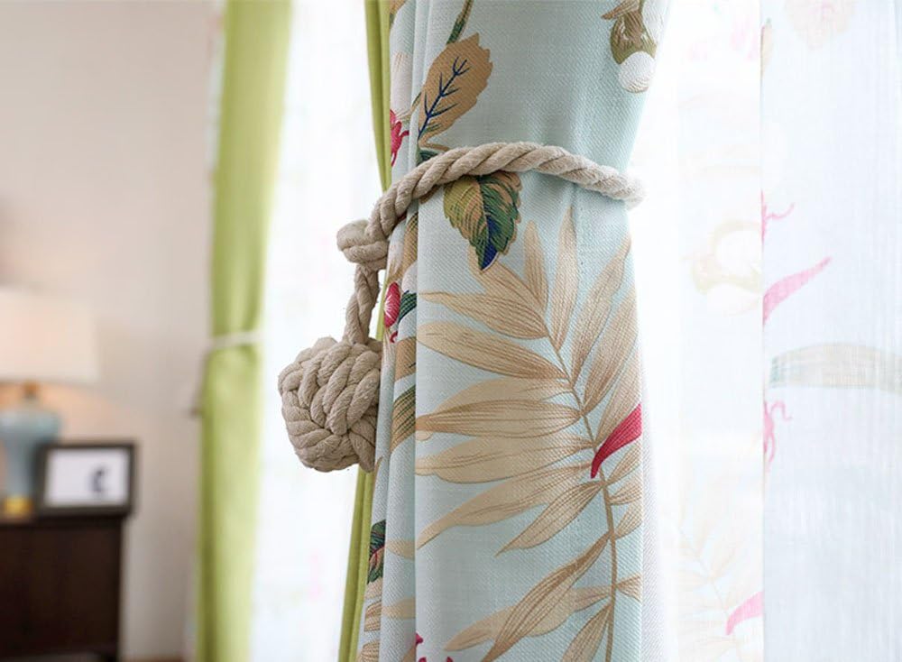 4 Pack Curtain Tiebacks - Heavy Duty Curtain Rope Tieback, Handmade Rural Decorative Curtain Holdbacks (Beige) V1258-DP02-WO-700