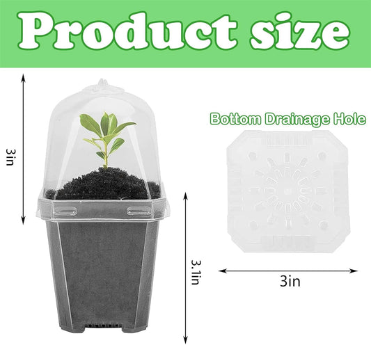 10PCS Clear Plant Nursery Pots with Humidity Dome - 3" Plastic Gardening Pot with Labels, Durable Plastic V1258-DP02-WO-767