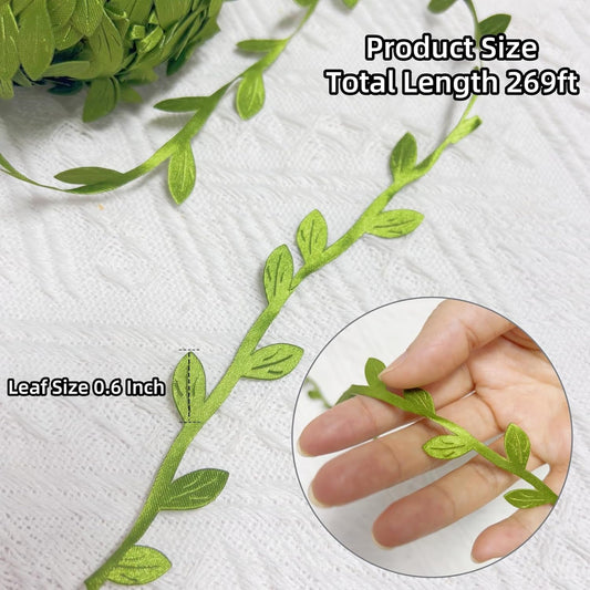 269ft Leaf Ribbon, Artificial Vines Leaf String Trim Ribbon - for Baby Shower, Jungle Wild Botanical V1258-DP02-WO-773