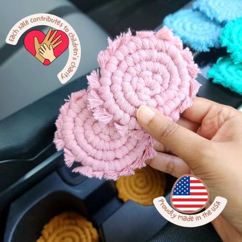 Cotton Car Coasters for Cup Holders, 2PC Car Cup Coasters, Drink Coaster Holder, Cute cupholder Coaster V1258-DP02-WO-78