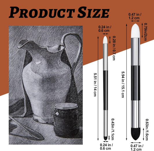 6 Pcs Blending Sponge Pen Double Headed Rub and Buff Washable Sketch Rubbing Sponge Brush Wipe Reusable V1258-DP02-WO-815