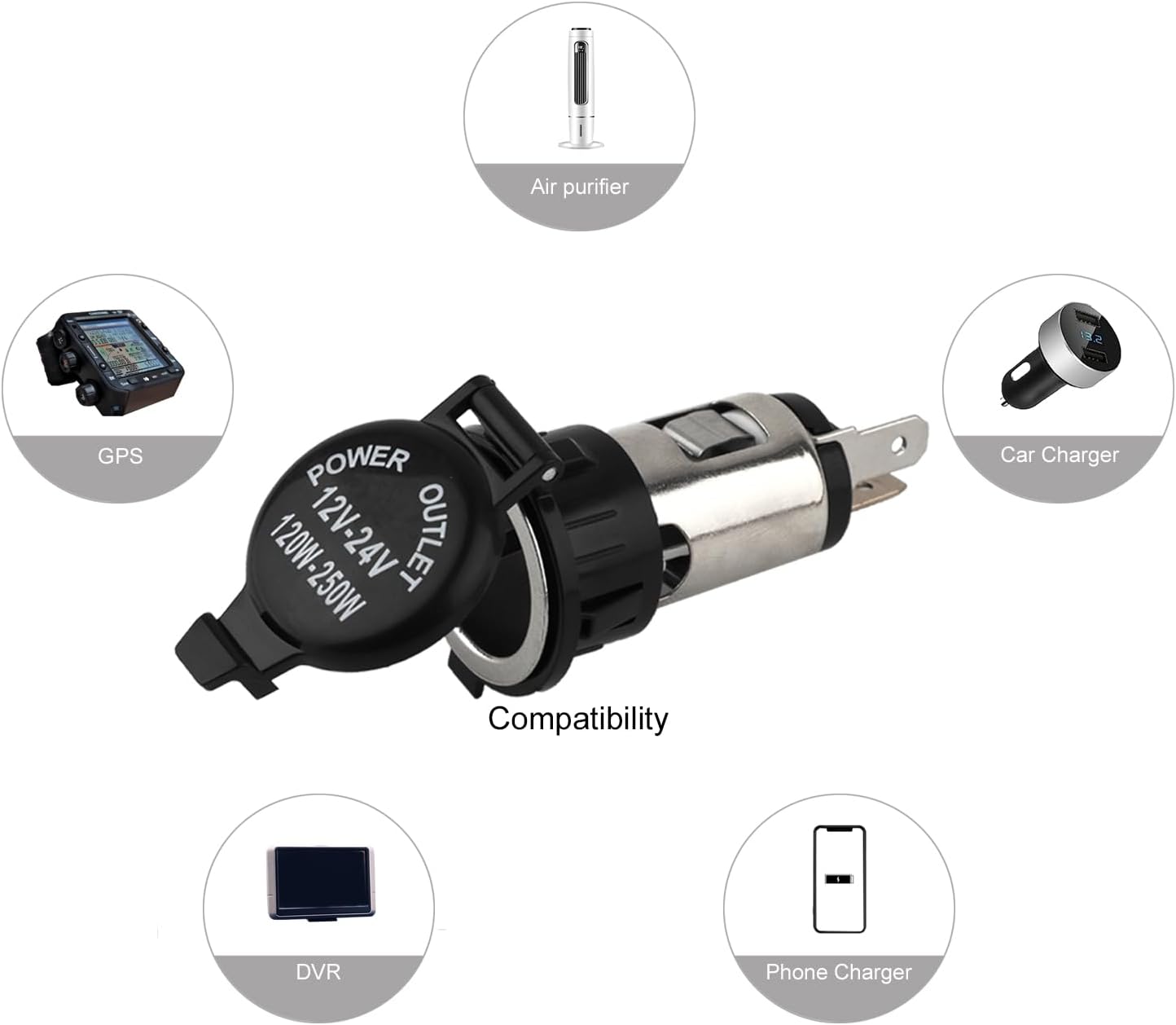 Cigarette Lighter Socket, DC 12V Car Cigarette Lighter,12 Volt Female Power Outlet Socket Replacement with V1258-DP02-WO-922