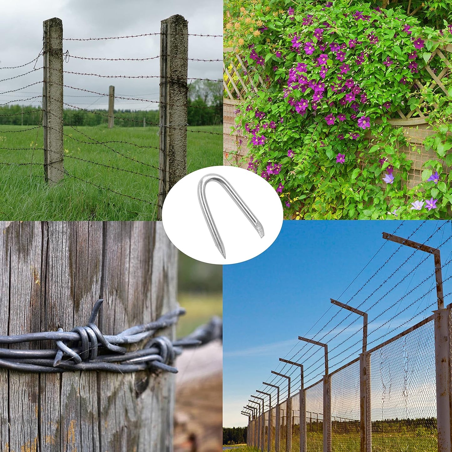 Steel Wire Fencing Staples (200 pcs), Galvanized U-Shaped Fasteners Nails for Wire Mesh and Woven Fencing V1258-DP02-WO-923