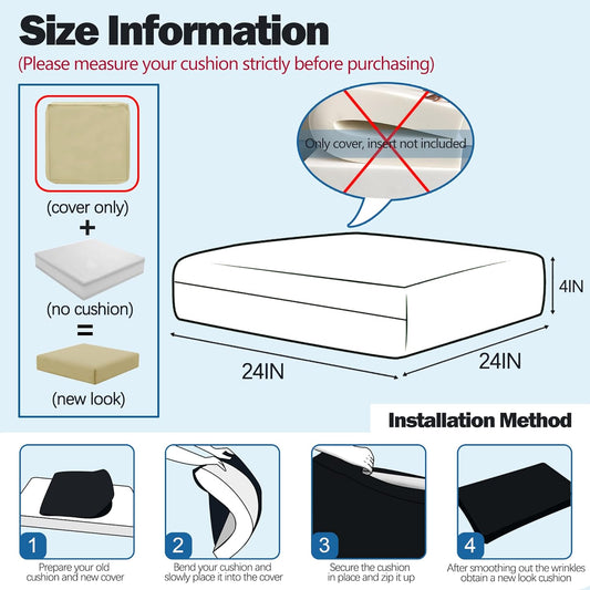 Patio Cushion Covers 24x24 Waterproof Outdoor Cushion Covers for Patio Furniture 4Pack Patio Cushion V1258-DP02-WO-971