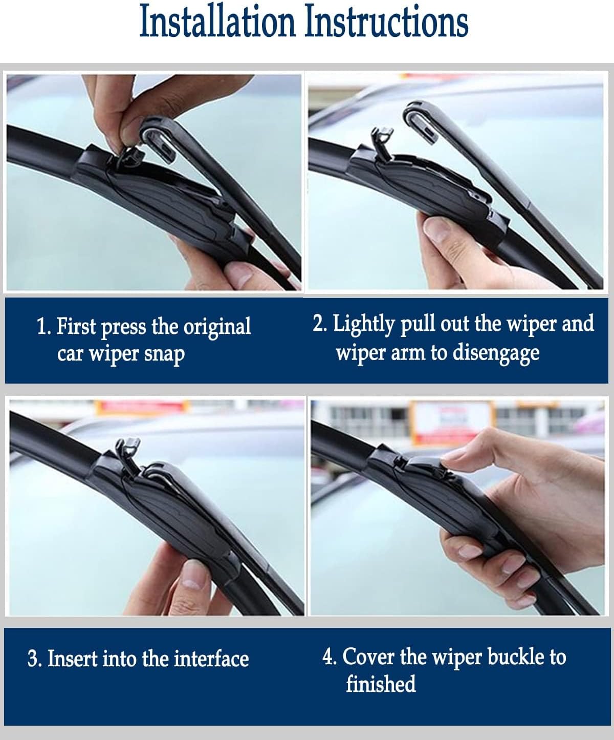 2Pcs Windshield Wipers-22" + 22" Premium All-Seasons Auto Windshield Wiper Blades for My Car (Set of 2)-J-Hook V1258-DP02-WO-988