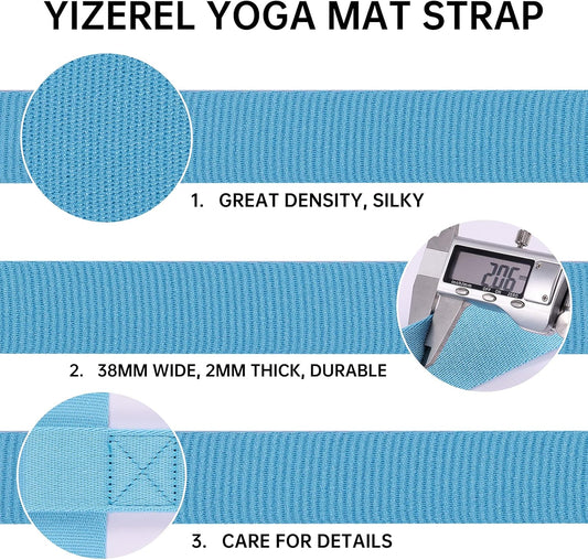 2 Packs Yoga Mat Strap for Carrying, Carrier, Adjustable Sling Exercise Black + Turquoise V1259-DP01-A-1058