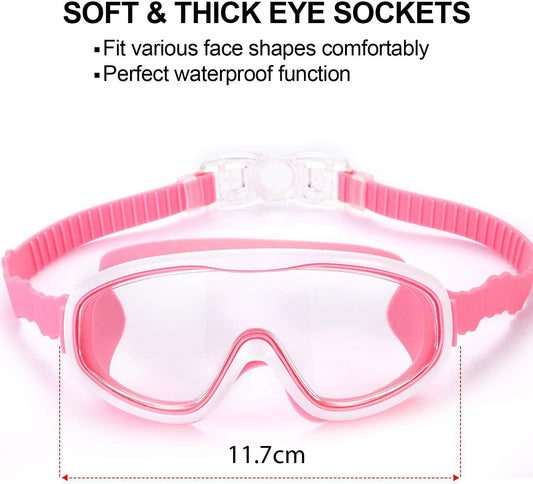 2 Pack Kids Swim Goggles, Swimming Glasses for Children from 3 to 15 Years Old Purple/Pink V1259-DP01-A-1061